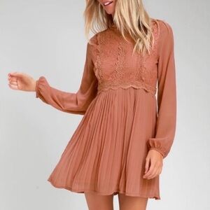 Lulu's Terracotta Lace Mini Dress